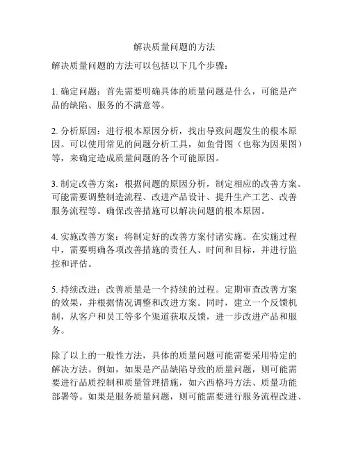 解决质量问题的方法