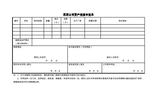 资产报损审批单