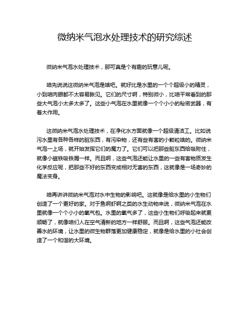 微纳米气泡水处理技术的研究综述