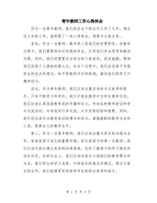 青年教师工作心得体会