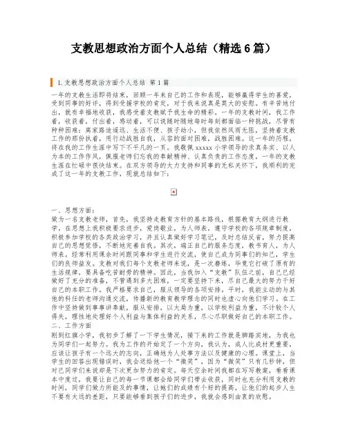 支教思想政治方面个人总结(精选6篇)