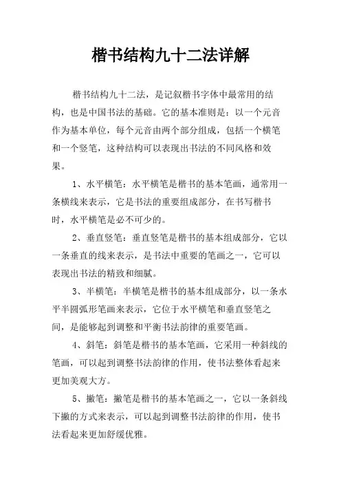楷书结构九十二法详解