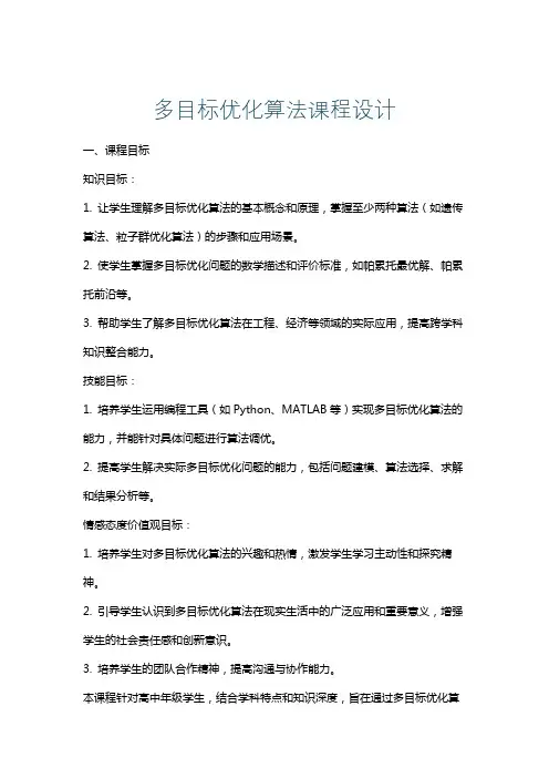 多目标优化算法课程设计