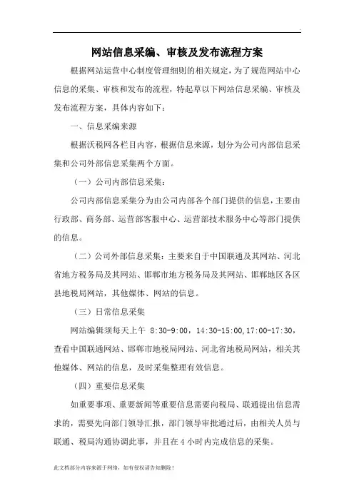 网站信息采编、审核及发布流程方案
