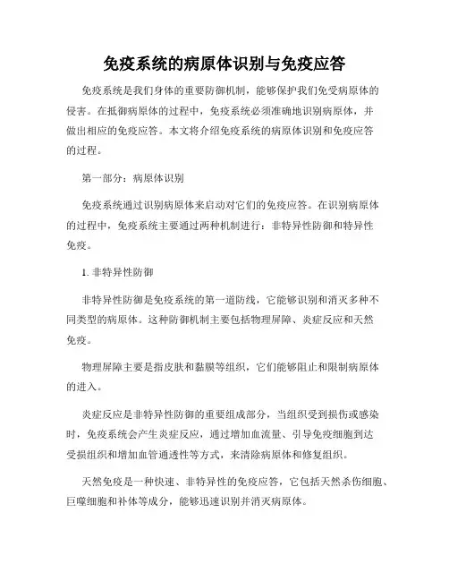 免疫系统的病原体识别与免疫应答