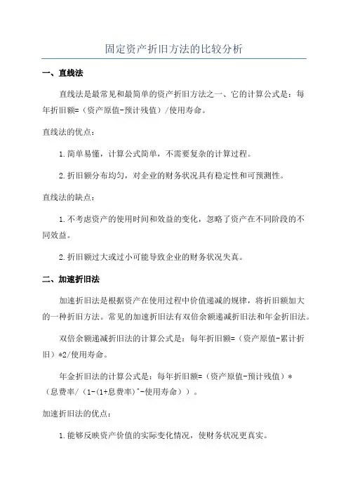 固定资产折旧方法的比较分析