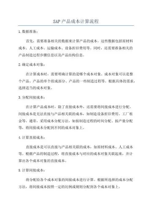 SAP产品成本计算流程