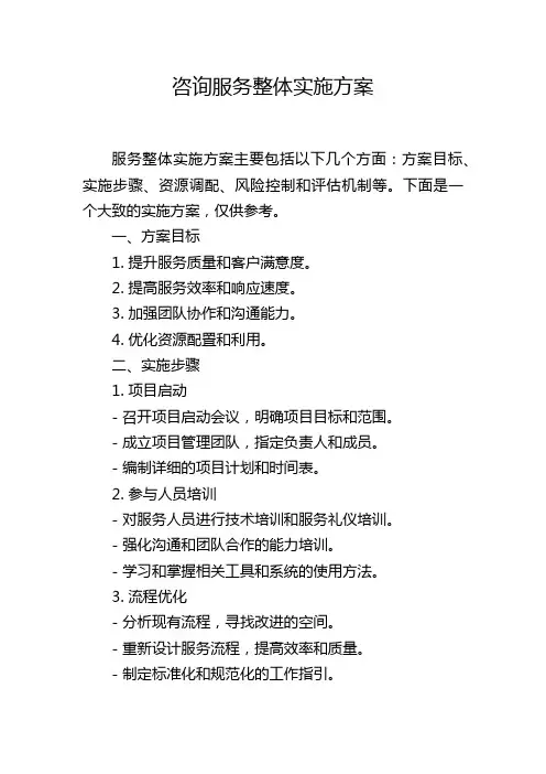 咨询服务整体实施方案