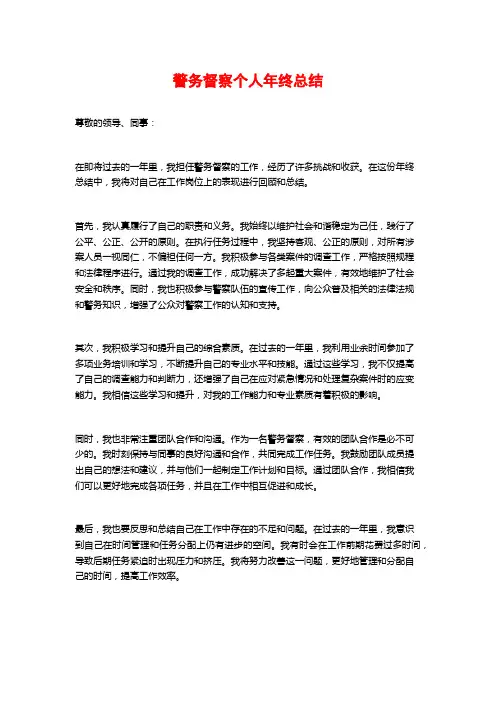 警务督察个人年终总结