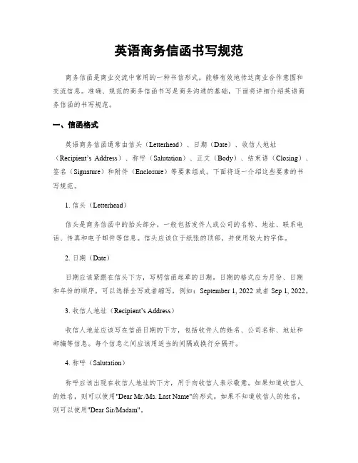 英语商务信函书写规范