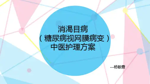 消渴目病(糖尿病视网膜病变)中医护理方案ppt课件
