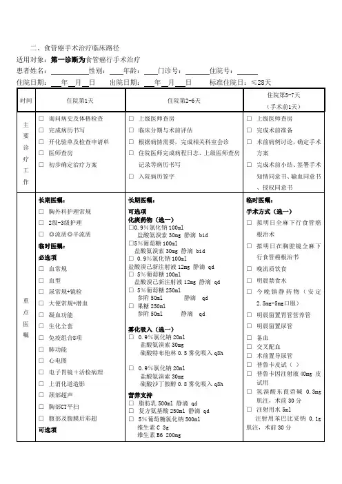 食管癌临床路径
