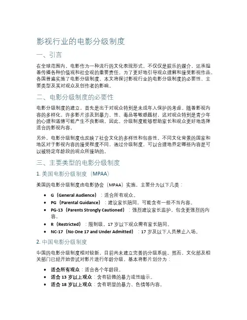 影视行业的电影分级制度