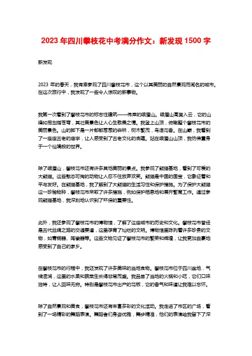 2023年四川攀枝花中考满分作文：新发现