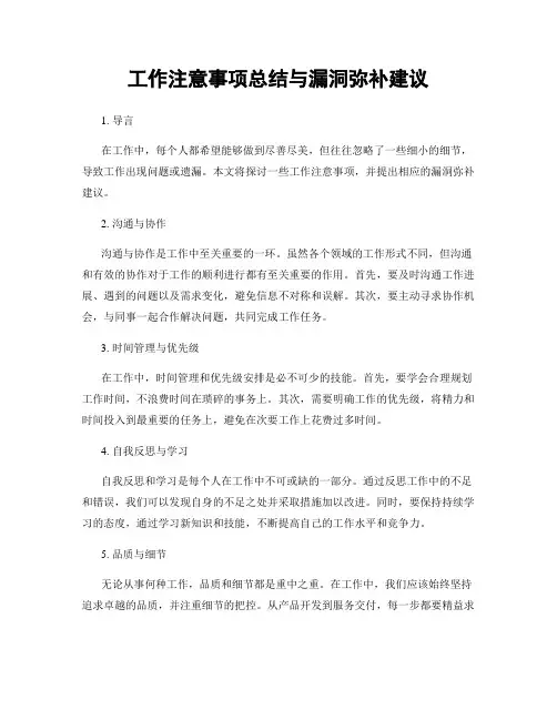 工作注意事项总结与漏洞弥补建议