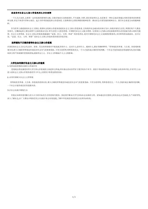 谈谈你对社会主义核心价值观的认识和理解.docx