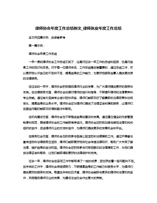 律师协会年度工作总结例文_律师执业年度工作总结