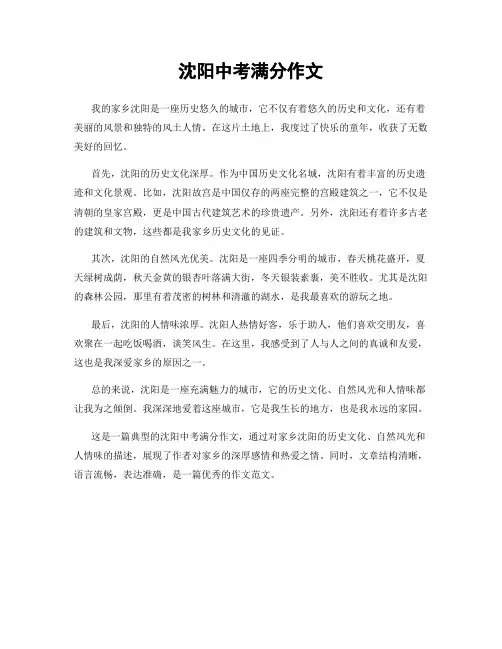 沈阳中考满分作文