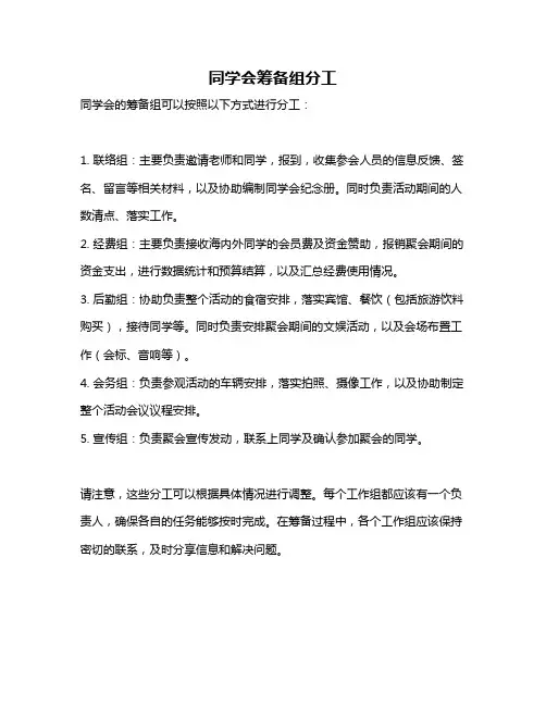 同学会筹备组分工