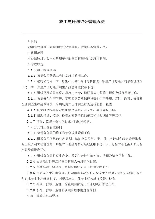 施工与计划统计管理办法