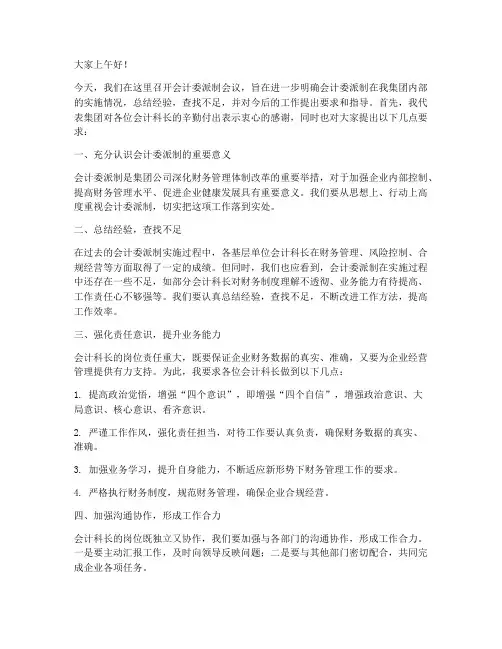 会计委派制会议领导发言稿