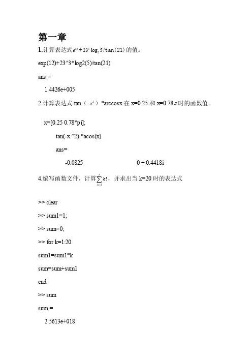 [说明]matlab第一、二章