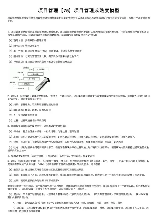 项目管理【75】项目管理成熟度模型