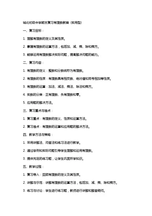 城北初级中学期末复习有理数教案 (实用型)