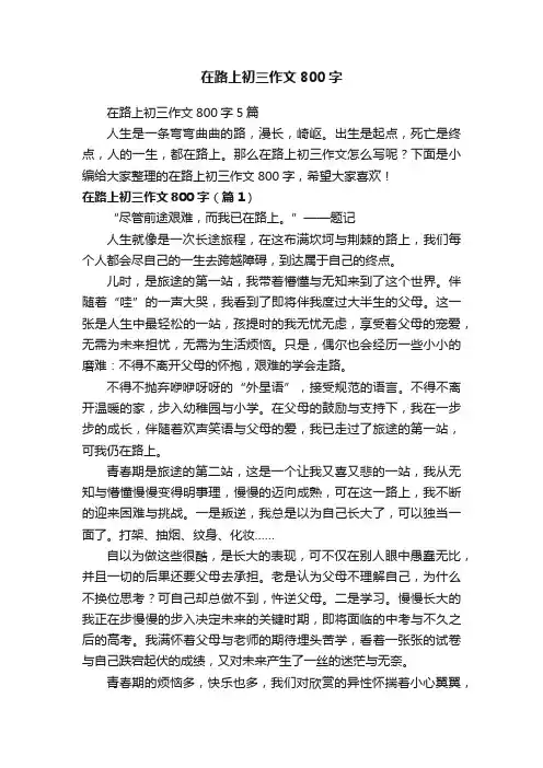 在路上初三作文800字