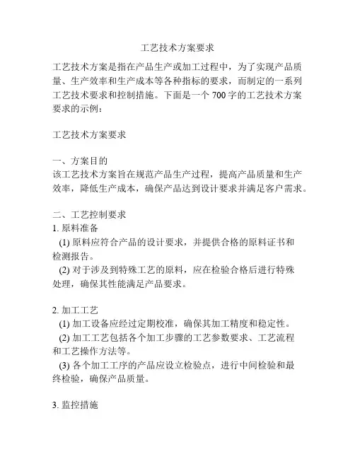 工艺技术方案要求