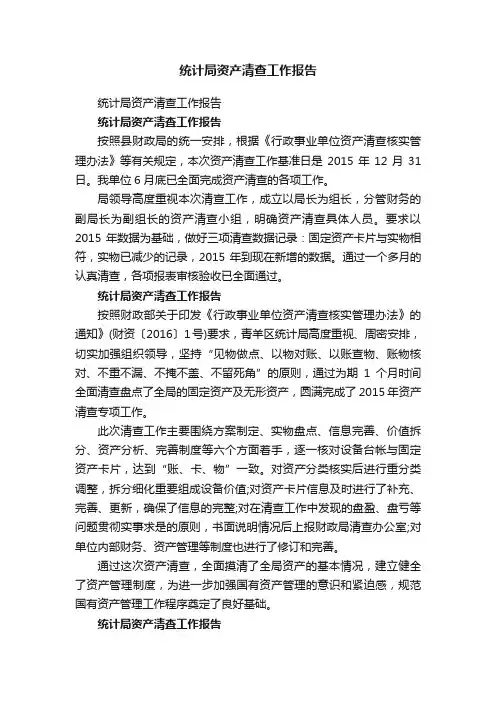 统计局资产清查工作报告
