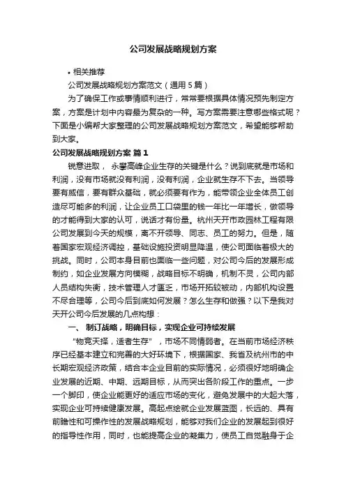 公司发展战略规划方案