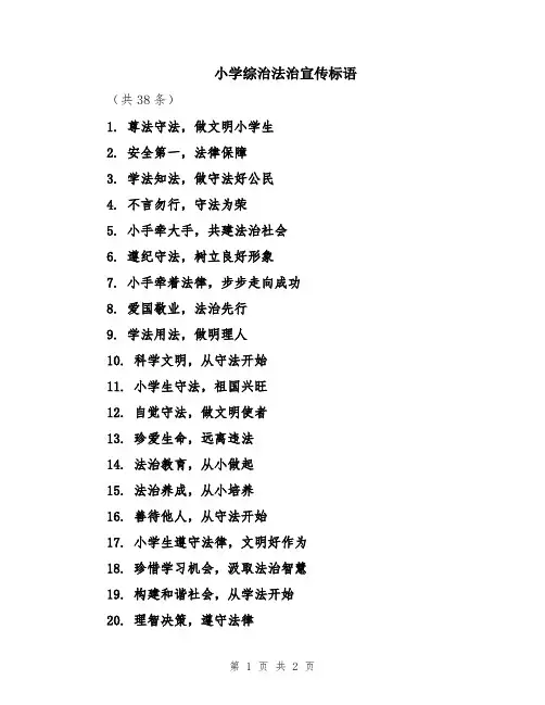 小学综治法治宣传标语