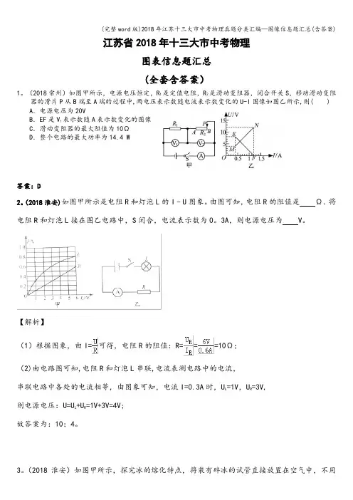 (完整word版)2018年江苏十三大市中考物理真题分类汇编—图像信息题汇总(含答案)