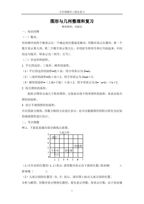 五年级数学上册,图形与几何,整理和复习