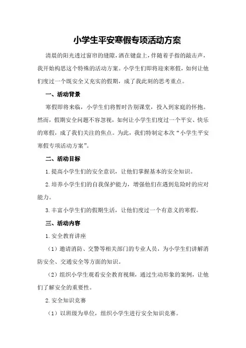 小学生平安寒假专项活动方案