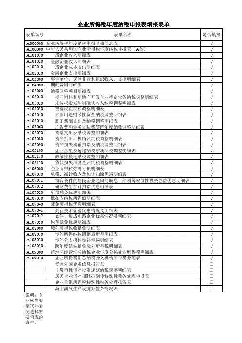 企业所得税年度纳税申报表(全套表格)