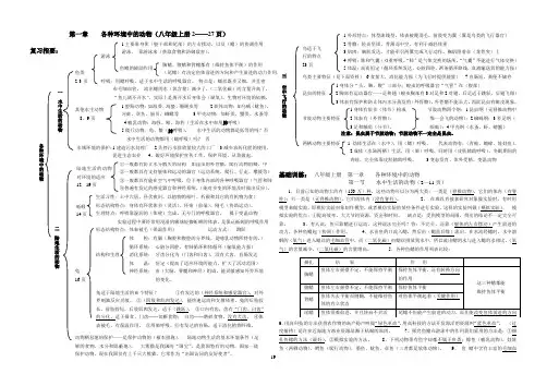 八年级  上册   生物复习提纲人教版