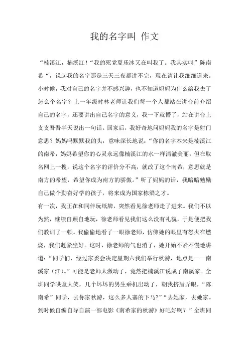 六年级写人我的名字叫 作文