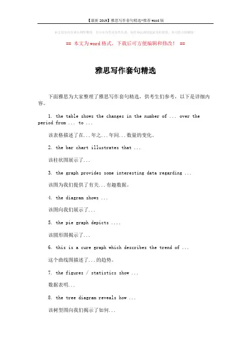 【最新2019】雅思写作套句精选-推荐word版 (2页)