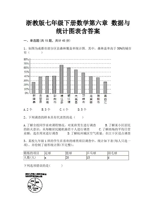 浙教版七年级下册数学第六章 数据与统计图表含答案【备考题】
