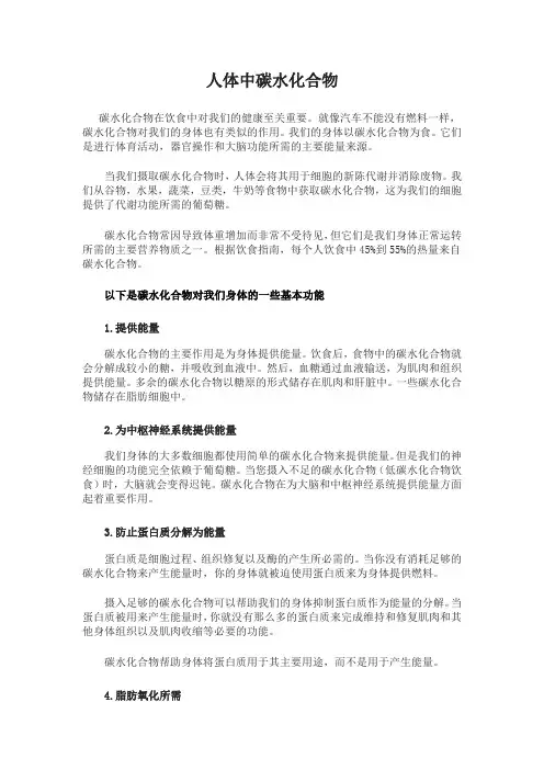 人体中碳水化合物