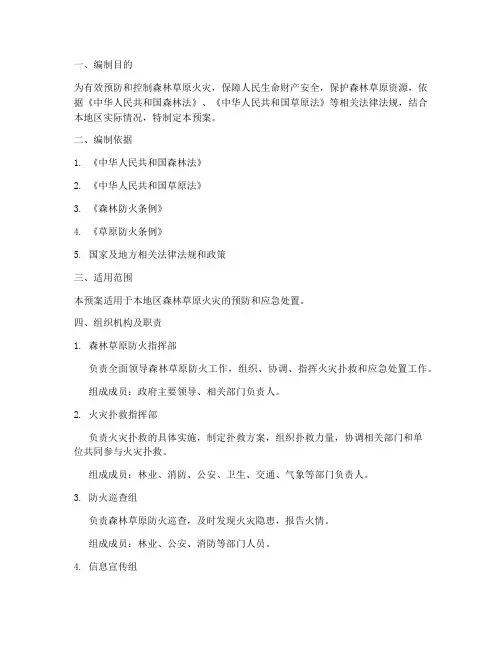 森林草原火情处置预案