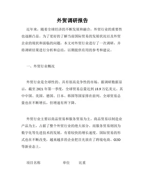 外贸调研报告