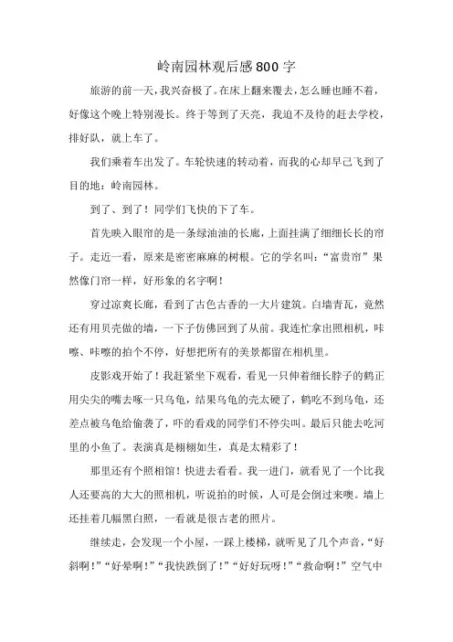 岭南园林观后感800字
