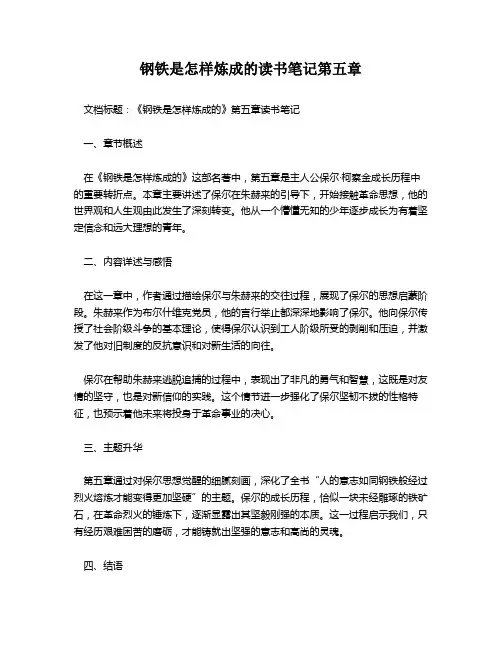 钢铁是怎样炼成的读书笔记第五章