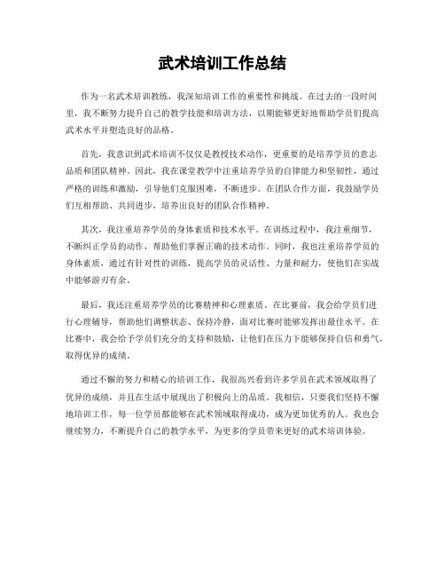武术培训工作总结