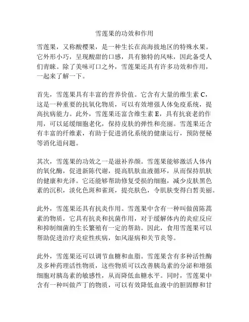 雪莲果的功效和作用
