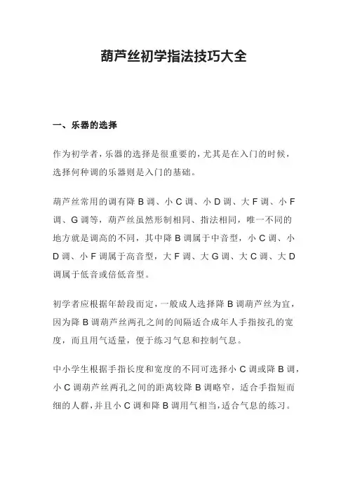 葫芦丝初学指法技巧大全