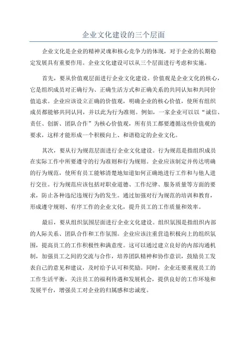 企业文化建设的三个层面